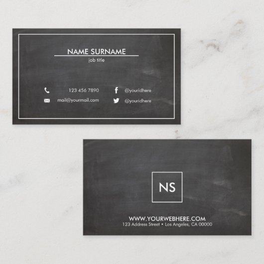 専門の最小主義のモダンなレイアウトの黒板 名刺 (正面/裏面)