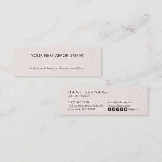 専門の最小主義のリネン小型アポイントメント スキニー名刺 (正面/裏面)