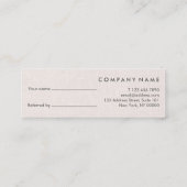 専門の最小主義のリネン小型紹介カード スキニー名刺 (裏面)