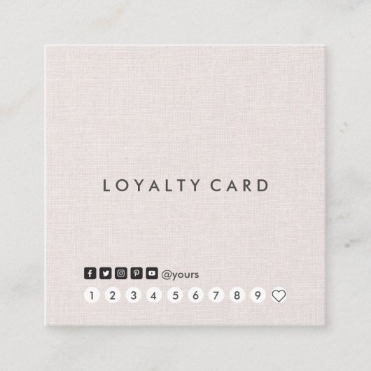 専門の最小主義のリネン正方形のロイヤリティカード スクエア名刺 (正面)