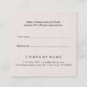 専門の最小主義のリネン正方形の紹介カード スクエア名刺 (裏面)