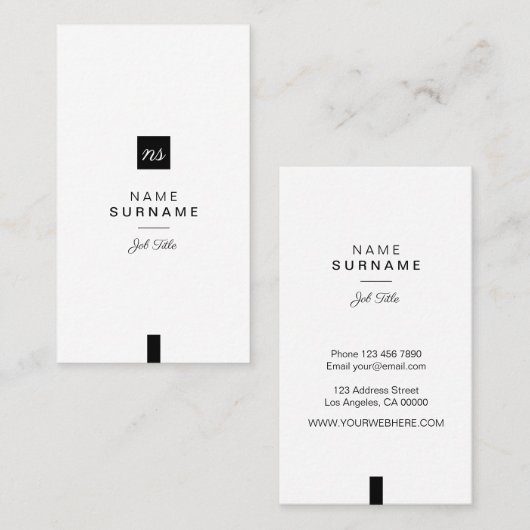専門の最小主義のレイアウトきれいなB&Wの垂直 名刺 (正面/裏面)