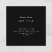 専門の最小主義の明白なNoirとBlanc スクエア名刺 (裏面)