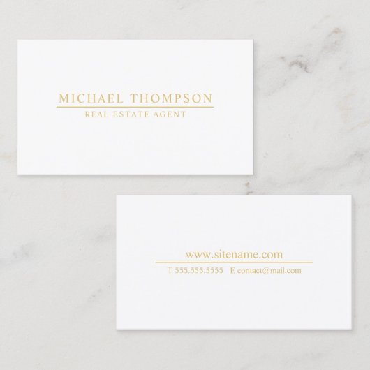 専門の最小主義の白および金ゴールド 名刺 (正面/裏面)