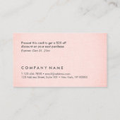 専門の最小主義の赤面の麻布の割引 名刺 (裏面)