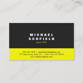 専門の最小主義の黒いおよびネオンの黄色 名刺