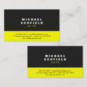 専門の最小主義の黒いおよびネオンの黄色 名刺 (正面/裏面)