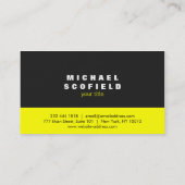 専門の最小主義の黒いおよびネオンの黄色 名刺 (裏面)