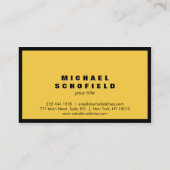 専門の最小主義の黒くおよび黄色 名刺 (裏面)