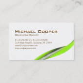 専門の波の名刺の緑の白 名刺 (裏面)