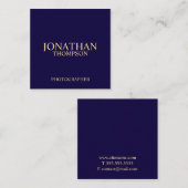 専門の濃紺および金ゴールド スクエア名刺 (正面/裏面)