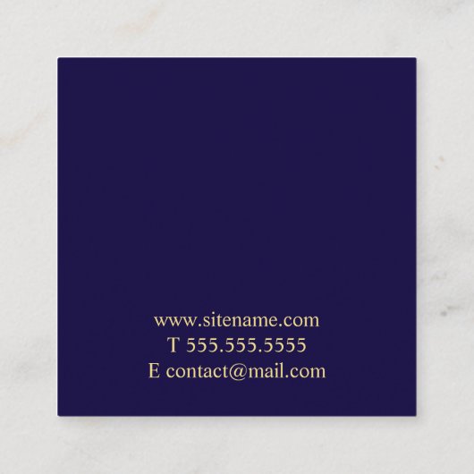 専門の濃紺および金ゴールド スクエア名刺 (裏面)