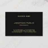 専門の粋でモダンでエレガントな金ゴールドの名前 名刺 (裏面)