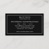 専門の素朴な建設請負業者のハンマー 名刺 (裏面)