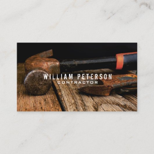 専門の素朴な用具の建設請負業者 名刺 (正面)