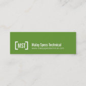 専門の緑及び白く細い名刺 スキニー名刺 (正面)