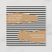 専門の美容師の金ゴールドの白黒のモダン スクエア名刺 (裏面)