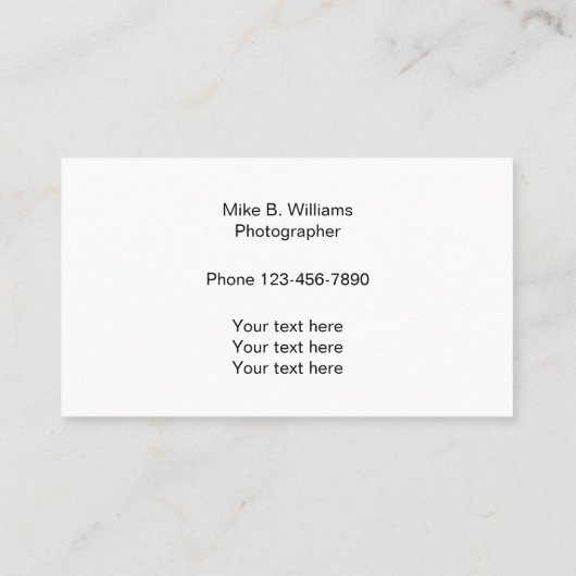 専門の自然および野性生物のカメラマン 名刺 (裏面)