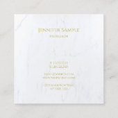 専門の贅沢でエレガントで白い大理石の金ゴールドの文字 スクエア名刺 (裏面)