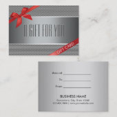 専門の赤いリボンの金属ギフト券 割引カード (正面/裏面)