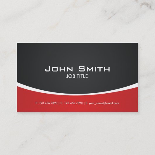 専門の赤くモダンでエレガントな上品 名刺 (正面)