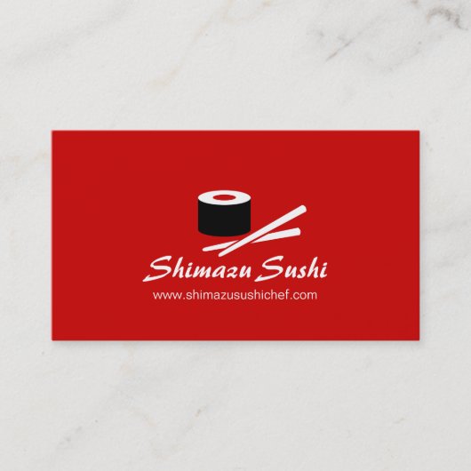 専門の赤く白い寿司職人の名刺 名刺 (正面)
