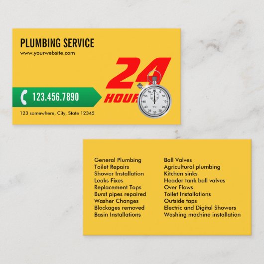 専門の配管サービス 名刺 (正面/裏面)