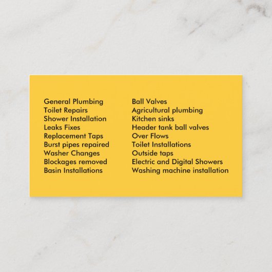 専門の配管サービス 名刺 (裏面)