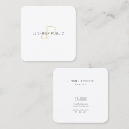 専門の金ゴールドのモノグラムのテンプレートのトレンディーのモダン スクエア名刺 (正面/裏面)