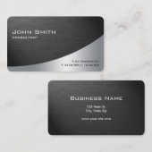 専門の金属のエレガントでモダンでシンプルな黒 名刺 (正面/裏面)