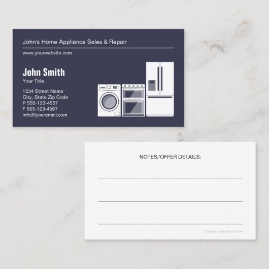 専門の電気器具の修理、サービスおよび販売 名刺 (正面/裏面)