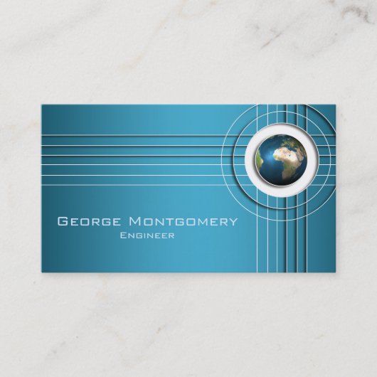 専門の青い世界の地球の旗 名刺 (正面)