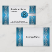 専門の青く、銀製のレースのデザイン 名刺 (正面/裏面)