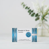 専門の青く、銀製のレースのデザイン 名刺 (スタンド正面)