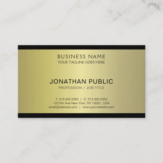 専門の魅力的な金ゴールドの平野の真珠の贅沢 名刺 (正面)