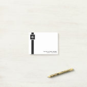 専門の黒い及び白のストライプなモノグラム ポストイット (デスク上)