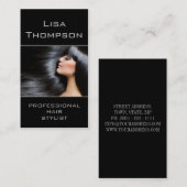 専門の黒い美容師の美容院カード 名刺 (正面/裏面)