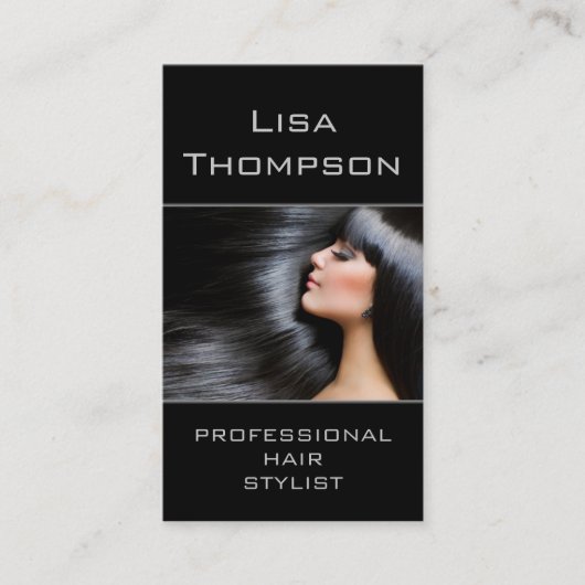 専門の黒い美容師の美容院カード 名刺 (正面)