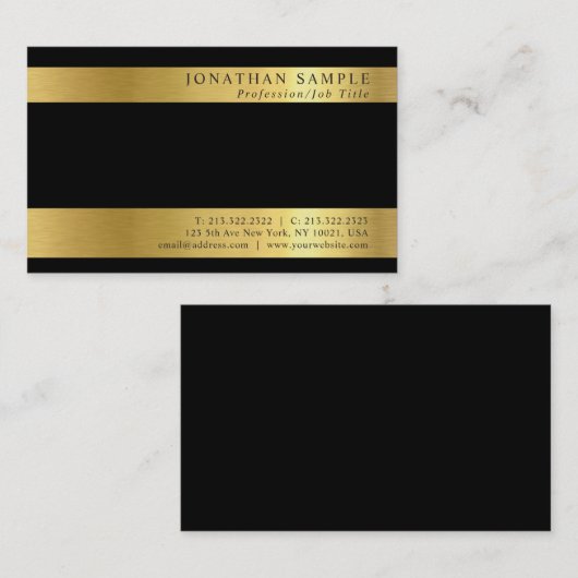 専門の黒い金ゴールドの署名の紫外線無光沢の豪華 名刺 (正面/裏面)