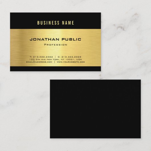 専門の黒い金ゴールドの贅沢な光沢がある明白なエレガント 名刺 (正面/裏面)