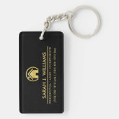 専門の黒および金ゴールドの不動産 キーホルダー (裏面)