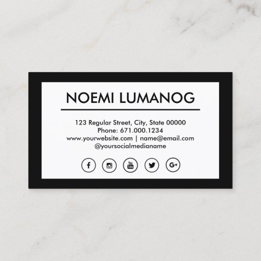 専門の黒く及び白い社会的な媒体 名刺 (裏面)