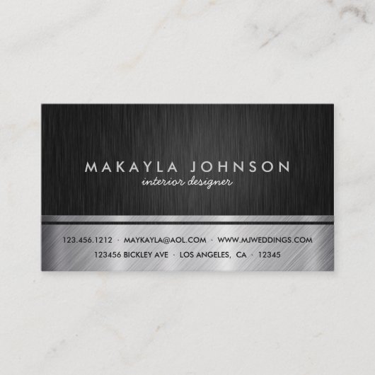 専門の黒く、銀製のインテリア・デザイン 名刺 (正面)
