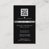 専門の黒く、銀製の名刺 名刺 (裏面)