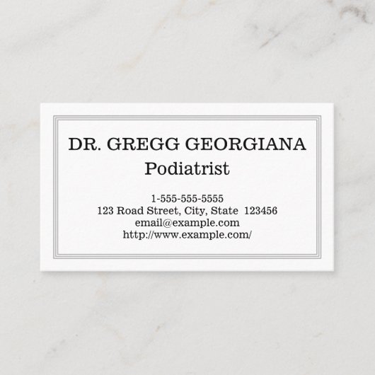 専門のPodiatristの名刺 名刺 (正面)