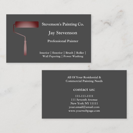 専門ペインターのペンキローラー 名刺 (正面/裏面)