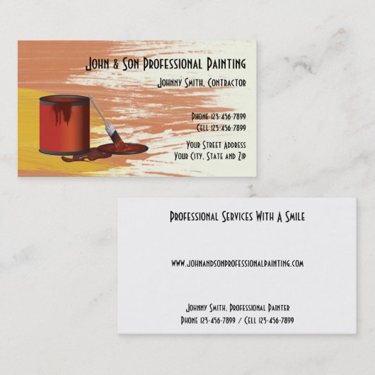 専門ペインターの建築業者の名刺 名刺 (正面/裏面)