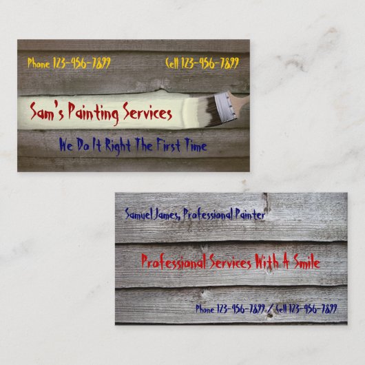 専門ペインターの建築業者の名刺 名刺 (正面/裏面)