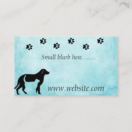 専門ペット着席のサービス業カード 名刺 (裏面)