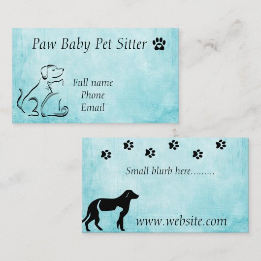 専門ペット着席のサービス業カード 名刺 (正面/裏面)